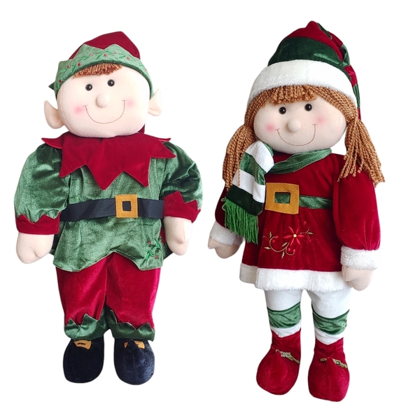 Vintage Other - Vintage Christmas Prima Creations Self Standing Christmas Elves Dolls 24" Height
